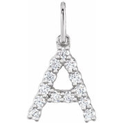 14K White 1/5 CTW Lab-Grown Diamond Initial A Pendant