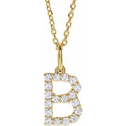 14K Yellow 1/4 CTW Lab-Grown Diamond Initial B 16-18" Necklace