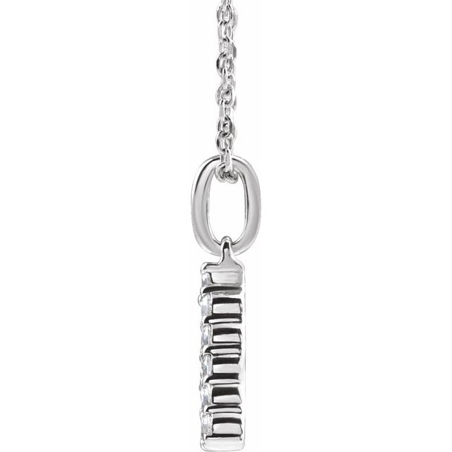 14K White 1/5 CTW Lab-Grown Diamond Initial A 16-18" Necklace