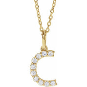 14K Yellow 1/6 CTW Lab-Grown Diamond Initial C 16-18" Necklace
