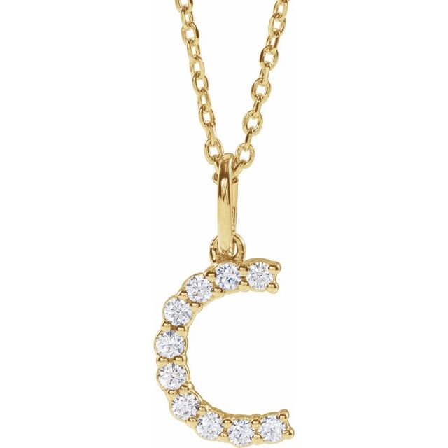 14K Yellow 1/6 CTW Lab-Grown Diamond Initial C 16-18" Necklace