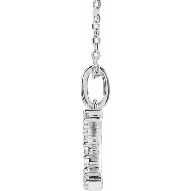 14K White 1/6 CTW Lab-Grown Diamond Initial C 16-18" Necklace