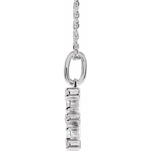 14K White 1/5 CTW Lab-Grown Diamond Initial E 16-18" Necklace