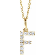 14K Yellow 1/6 CTW Lab-Grown Diamond Initial F 16-18" Necklace