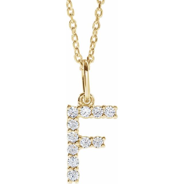 14K Yellow 1/6 CTW Lab-Grown Diamond Initial F 16-18" Necklace