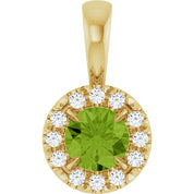14K Yellow 4 mm Natural Peridot & .05 CTW Natural Diamond Halo-Style Pendant