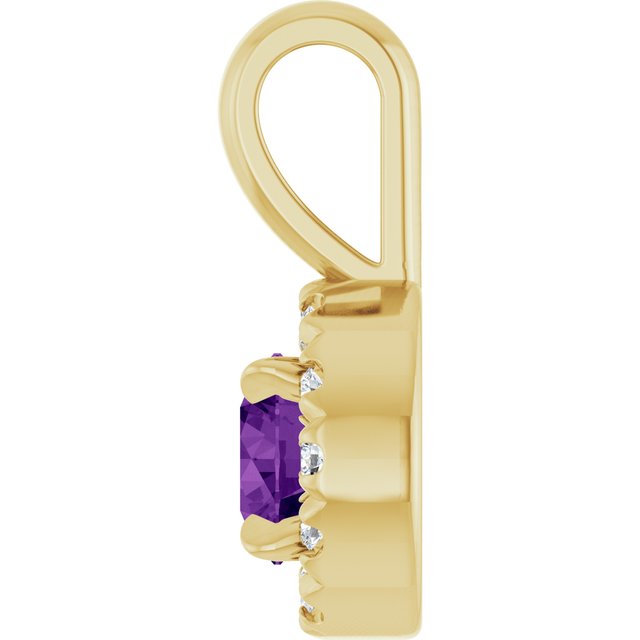14K Yellow 4 mm Natural Amethyst & .05 CTW Natural Diamond Halo-Style Pendant