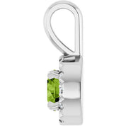 14K White 4 mm Natural Peridot & .05 CTW Natural Diamond Halo-Style Pendant
