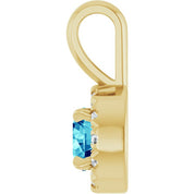 14K Yellow 4 mm Natural Blue Zircon & .05 CTW Natural Diamond Halo-Style Pendant