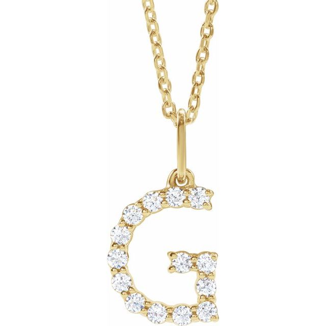 14K Yellow 1/5 CTW Lab-Grown Diamond Initial G 16-18" Necklace