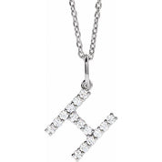 14K White 1/5 CTW Lab-Grown Diamond Initial H 16-18" Necklace