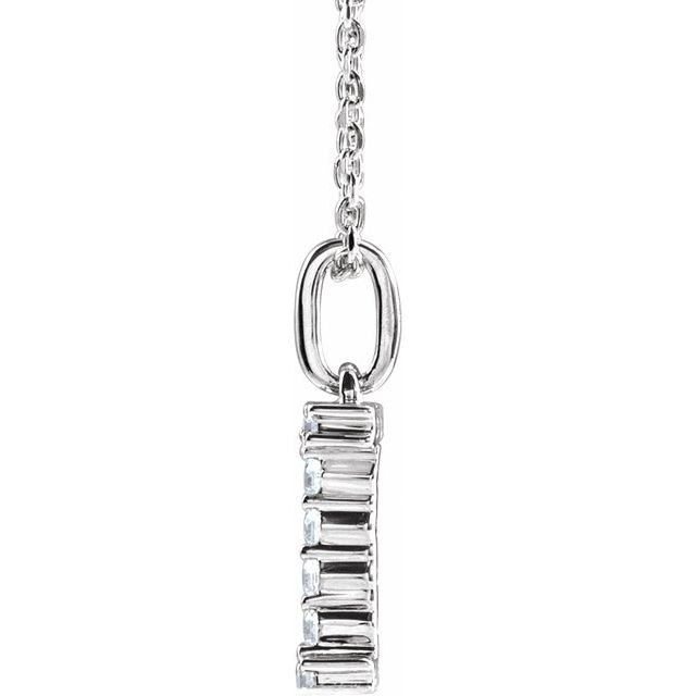 14K White 1/6 CTW Lab-Grown Diamond Initial I 16-18" Necklace