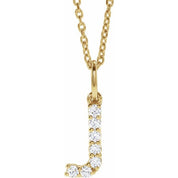 14K Yellow 1/8 CTW Lab-Grown Diamond Initial J 16-18" Necklace
