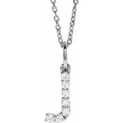 14K White 1/8 CTW Lab-Grown Diamond Initial J 16-18" Necklace