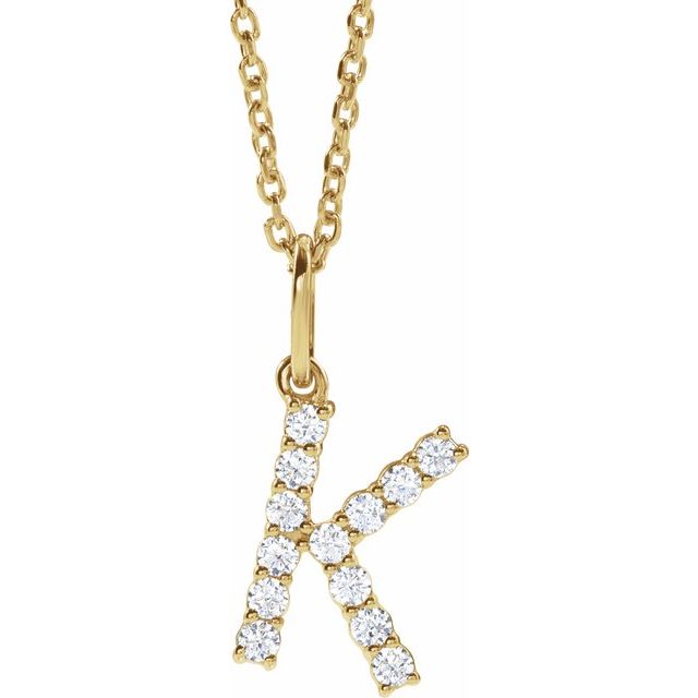 14K Yellow 1/5 CTW Lab-Grown Diamond Initial K 16-18" Necklace