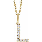 14K Yellow 1/8 CTW Lab-Grown Diamond Initial L 16-18" Necklace