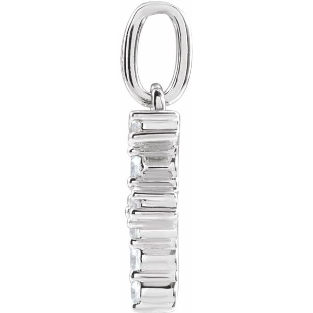 14K White 1/6 CTW Lab-Grown Diamond Initial F Pendant