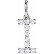 14K White 1/6 CTW Lab-Grown Diamond Initial I Pendant