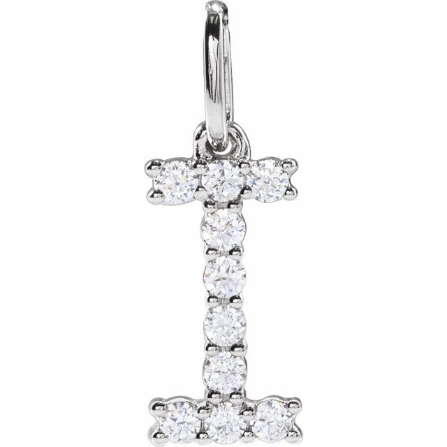 14K White 1/6 CTW Lab-Grown Diamond Initial I Pendant