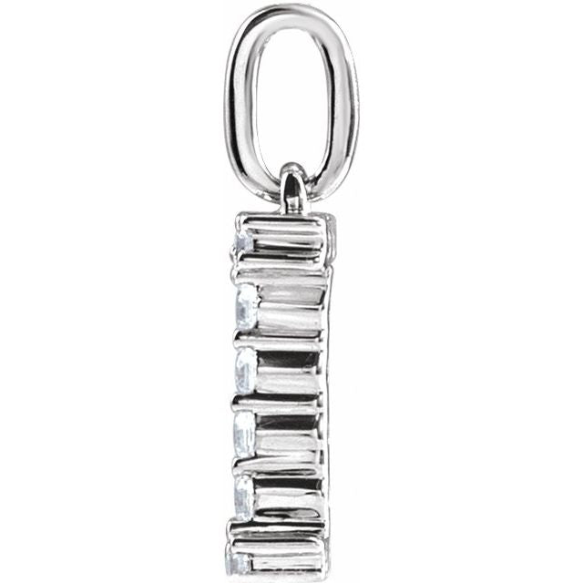 14K White 1/6 CTW Lab-Grown Diamond Initial I Pendant