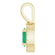 14K Lab-Grown Alexandrite & Emerald 5x3 mm with .05 CTW Natural Diamond Halo Pendant