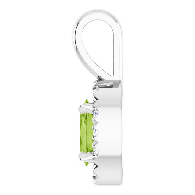 Sterling Silver 5x3 mm Natural Peridot & .05 CTW Natural Diamond Halo-Style Pendant