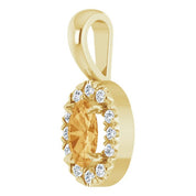 14K Yellow 5x3 mm Natural Citrine & .05 CTW Natural Diamond Halo-Style Pendant