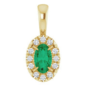 14K Lab-Grown Alexandrite & Emerald 5x3 mm with .05 CTW Natural Diamond Halo Pendant