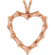 14K Rose Bamboo Heart Pendant