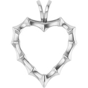 14K White Bamboo Heart Pendant