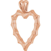 14K Rose Bamboo Heart Pendant