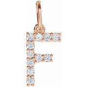 14K Rose 1/6 CTW Lab-Grown Diamond Initial F Pendant