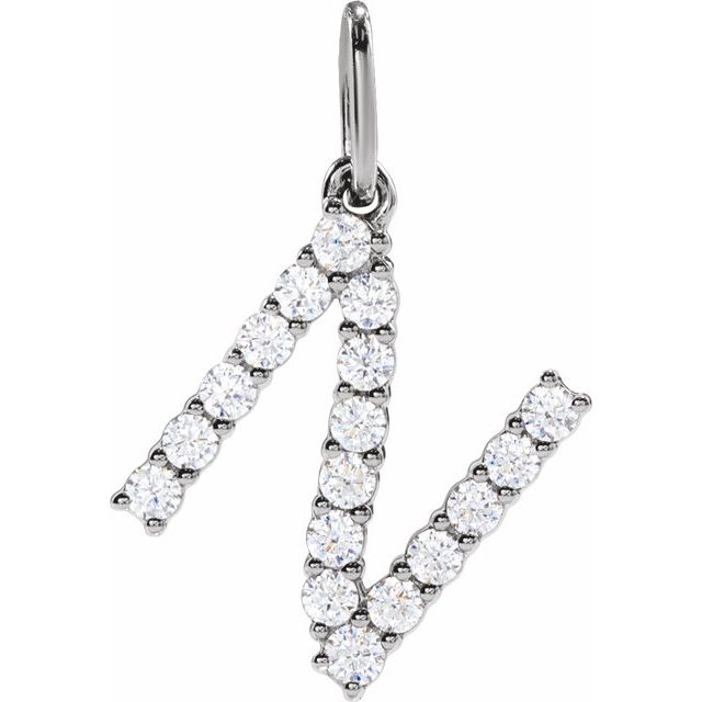 14K White 1/4 CTW Lab-Grown Diamond Initial N Pendant