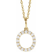 14K Yellow 1/4 CTW Lab-Grown Diamond Initial O 16-18" Necklace