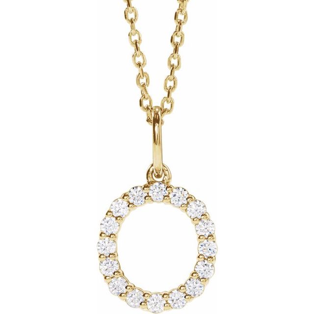 14K Yellow 1/4 CTW Lab-Grown Diamond Initial O 16-18" Necklace
