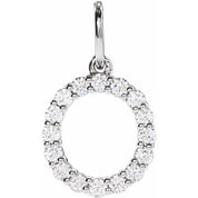 14K White 1/4 CTW Lab-Grown Diamond Initial O Pendant