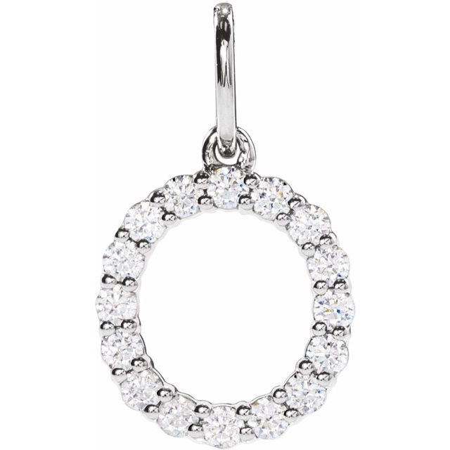 14K White 1/4 CTW Lab-Grown Diamond Initial O Pendant