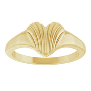 14K Yellow Ribbed Heart Ring
