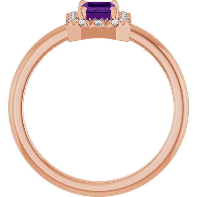 14K Rose Natural Amethyst & 1/5 CTW Natural Diamond French-Set Halo-Style Ring