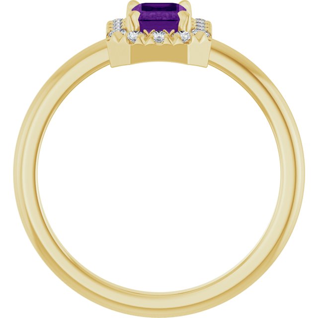 14K Yellow Natural Amethyst & 1/5 CTW Natural Diamond French-Set Halo-Style Ring