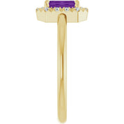 14K Yellow Natural Amethyst & 1/5 CTW Natural Diamond French-Set Halo-Style Ring