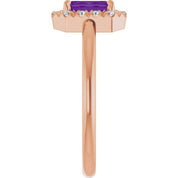 14K Rose Natural Amethyst & 1/5 CTW Natural Diamond French-Set Halo-Style Ring