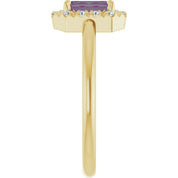 14K Yellow Lab-Grown Alexandrite & 1/5 CTW Natural Diamond French-Set Halo-Style Ring