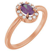 14K Rose Lab-Grown Alexandrite & 1/10 CTW Natural Diamond French-Set Halo-Style Ring