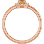 14K Rose Natural Citrine & 1/10 CTW Natural Diamond French-Set Halo-Style Ring