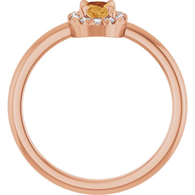 14K Rose Natural Citrine & 1/10 CTW Natural Diamond French-Set Halo-Style Ring