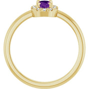 14K Yellow Natural Amethyst & 1/10 CTW Natural Diamond French-Set Halo-Style Ring