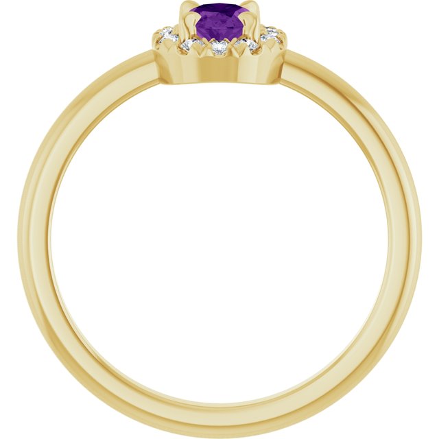 14K Yellow Natural Amethyst & 1/10 CTW Natural Diamond French-Set Halo-Style Ring