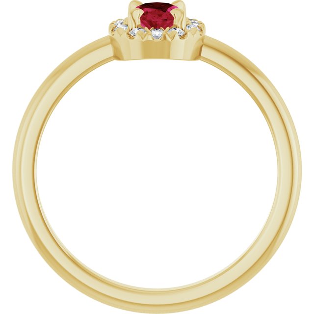 14K Yellow Natural Ruby & 1/10 CTW Natural Diamond French-Set Halo-Style Ring