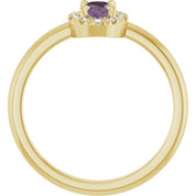 14K Yellow Lab-Grown Alexandrite & 1/10 CTW Natural Diamond French-Set Halo-Style Ring